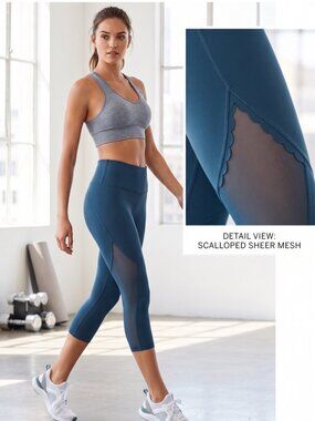 Victoria’s Secret VSX Knockout Leggings XS Teal Blue High Rise Crop Athletic Gym